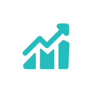 Blue graph icon showing upward growth with arrow.